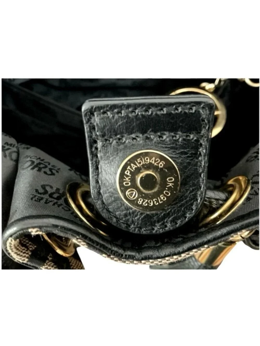 Michael Kors East/West Black Signature Canvas Ring Tote Handbag‎